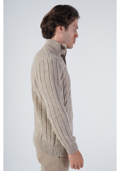 Erkek Saç Örgülü Yürütme Arka Kol Fitilli Düğmeli Triko Yün Kazak TRIST-5307 fiyatları