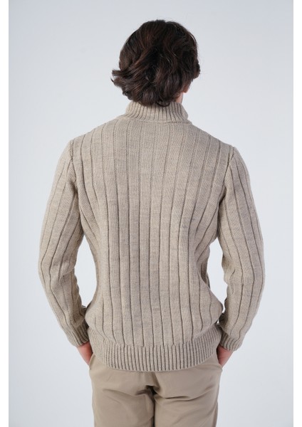 Erkek Saç Örgülü Yürütme Arka Kol Fitilli Düğmeli Triko Yün Kazak TRIST-5307 modelleri