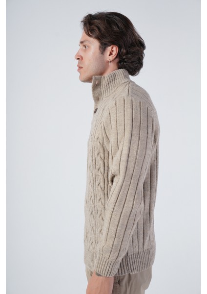 Erkek Saç Örgülü Yürütme Arka Kol Fitilli Düğmeli Triko Yün Kazak TRIST-5307 fırsatları