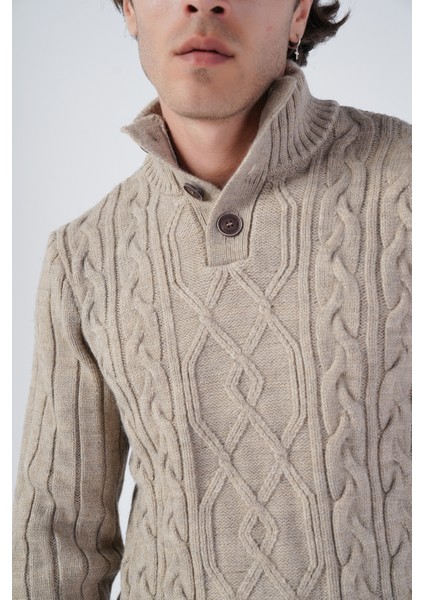 Erkek Saç Örgülü Yürütme Arka Kol Fitilli Düğmeli Triko Yün Kazak TRIST-5307 indirimleri