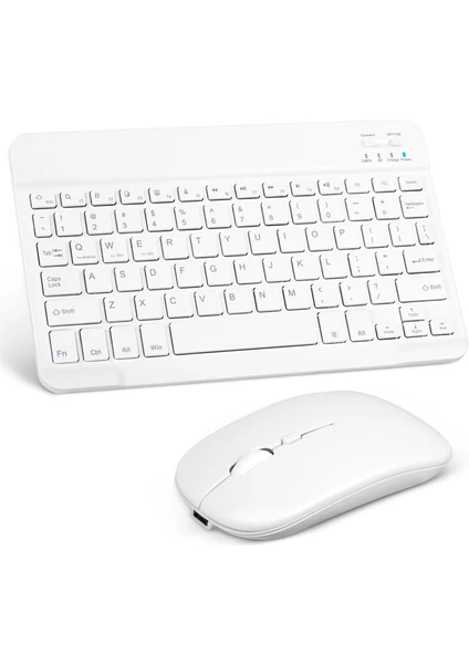 Mk-4 Kablosuz Ergonomik Apple-Android-Windows Manyetik Tablet Kılıf Uyumlu Klavye Mouse Kiti(Türkçe Q Klavye)