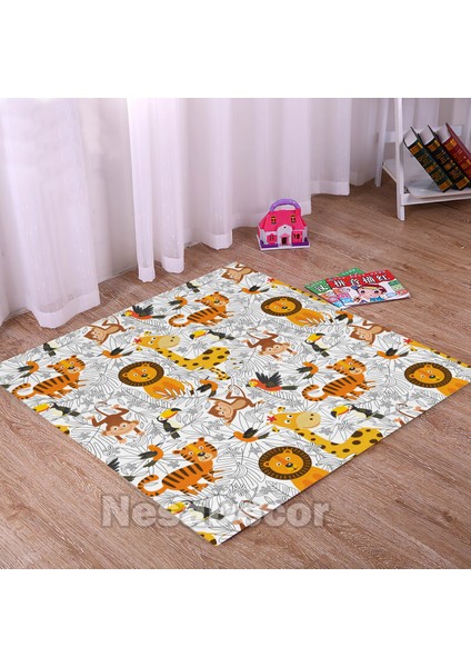 Sevimli Hayvan Baskılı Kaymaz Taban Yumuşak Dokulu Çocuk Odası Halısı, Bebek Odası Halısı, Oyun Matı fiyatları