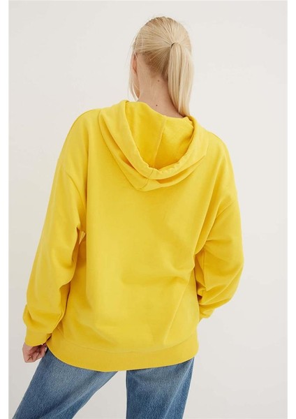 Kapüşonlu Kanguru Cepli Sweat Sarı