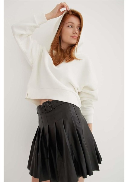 Kapüşonlu Crop Sweat Ekru fırsatları