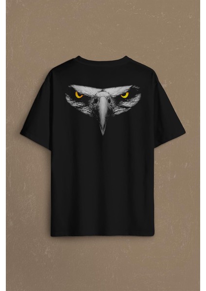 Kartal Kafa Göz Beşiktaş Şampiyon Sırt Ön Baskılı Oversize Tişört T-Shirt