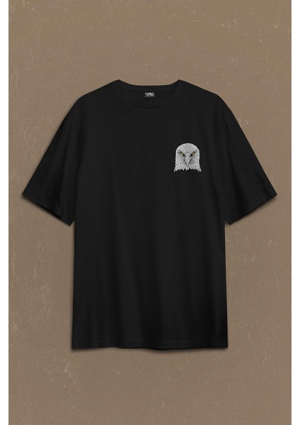 Kara Kartal Şampiyon Eagle Beşiktaş Sırt Ön Baskılı Oversize Tişört T-Shirt