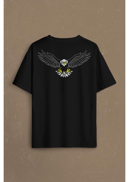 Kara Kartal Şampiyon Eagle Beşiktaş Sırt Ön Baskılı Oversize Tişört T-Shirt fiyatları