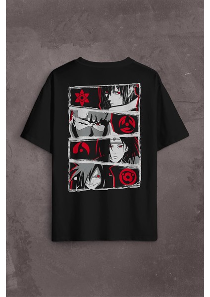 Naruto Kakashi Anime Manga Sırt Ön Baskılı Oversize Tişört T-Shirt