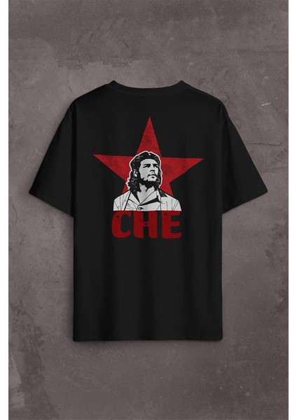 Ernosto Che Guevara Red Star Kırımızı Yıldız Sırt Ön Baskılı Oversize Tişört T-Shirt