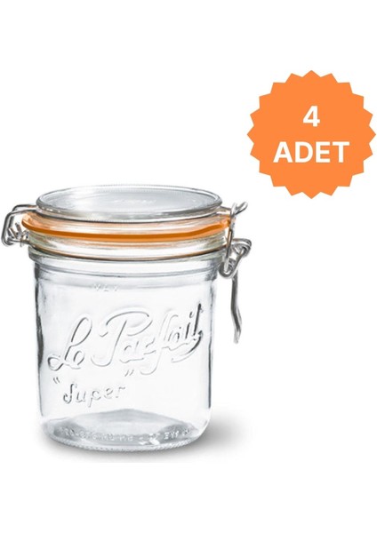 Super Terrines Klipsli/contalı Cam Kavanoz 750ML (4 Adet)