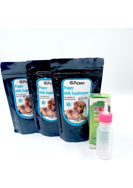 Yavru Köpek Süt Tozu 3 Adet + 60ML Biberon