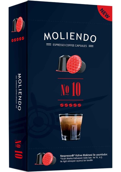 Moliendo Kapsül Kahve No:10 10 Adet (Nespresso Uyumlu)