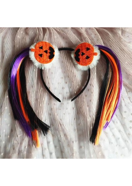 Halloween Saçlı Balkabağı Tacı Yetişkin Çocuk Uyumlu 1 Adet 14 x 11 cm modelleri