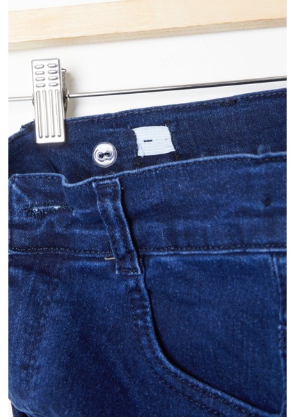 Kız Çocuk Likralı Koyu Mavi Jean Pantolon 16252 modelleri
