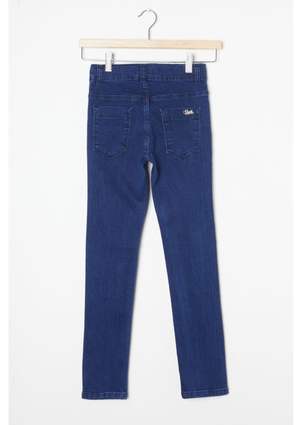 Kız Çocuk Likralı Koyu Mavi Jean Pantolon 16252 fırsatları