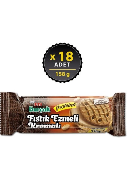 Burçak Fıstık Ezmeli Kremalı Proteinli 158 gr x 18 Adet