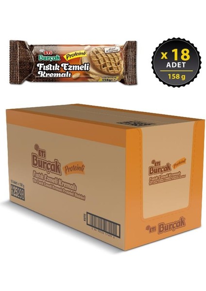 Burçak Fıstık Ezmeli Kremalı Proteinli 158 gr x 18 Adet fiyatları