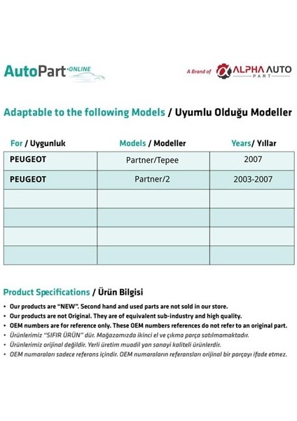 Peugeot Partner 2,tepee Için Ön Cam Tamir Seti-Sağ-Sol-Set