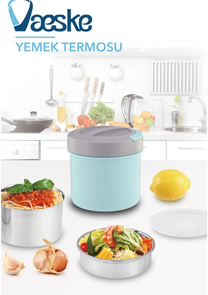 Paslanmaz Çelik Kolay Taşınabilir Yemek Termosu 1.2lt