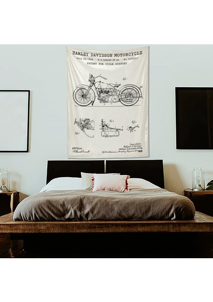 Harley Davidson Model 28B Ivory - Motorsiklet Duvar Örtüsü - 100 cm x 135 cm