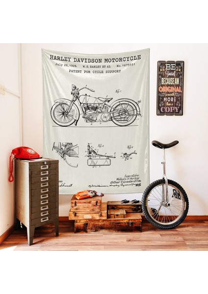 Harley Davidson Model 28B Ivory - Motorsiklet Duvar Örtüsü - 100 cm x 135 cm