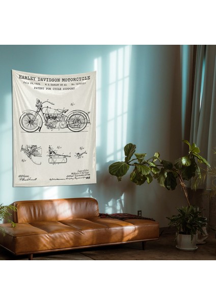 Harley Davidson Model 28B Ivory - Motorsiklet Duvar Örtüsü - 100 cm x 135 cm