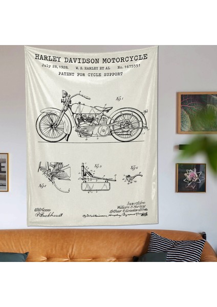 Harley Davidson Model 28B Ivory - Motorsiklet Duvar Örtüsü - 100 cm x 135 cm