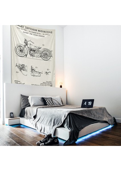 Harley Davidson Model 28B Ivory - Motorsiklet Duvar Örtüsü - 100 cm x 135 cm