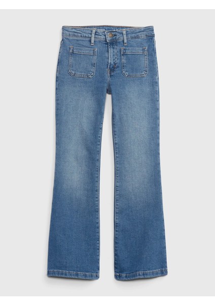 Kız Çocuk Koyu Mavi High Rise '70s Flare Jean Pantolon
