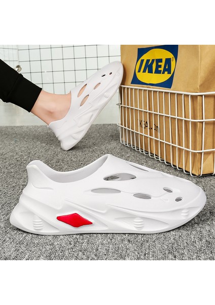 Yeni Düz Renk Basit Çift Delik Ayakkabı Yaz Giyim Rahat Eva Baotou Sandalet Moda Plaj Ayakkabıları (Yurt Dışından)