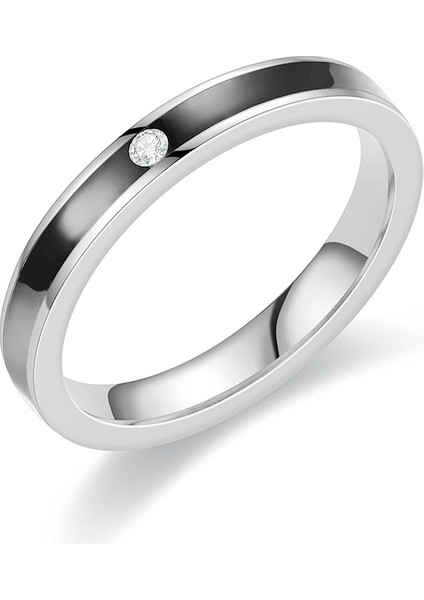 Hafif Lüks Yeni Basit Taklidi Titanyum Çelik Halka Çift Zirkon Damlama Halkası Avrupa ve Amerika El Takı (Yurt Dışından)