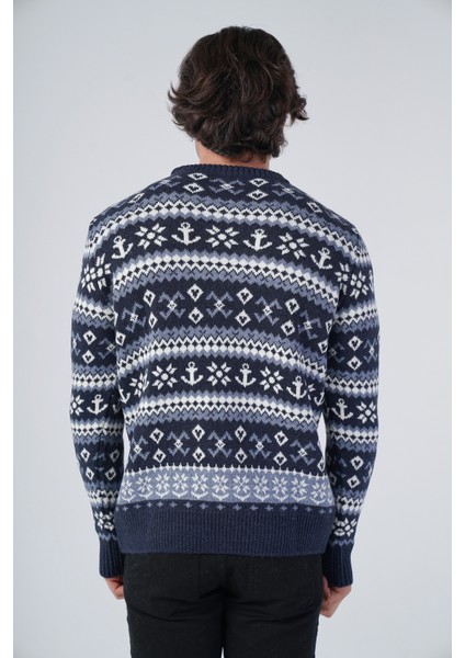 Erkek Jakarlı Çapa Desen Bisiklet Yaka Triko Yün Kazak TRIST-5308 fiyatları