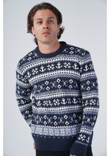 Erkek Jakarlı Çapa Desen Bisiklet Yaka Triko Yün Kazak TRIST-5308 fırsatları