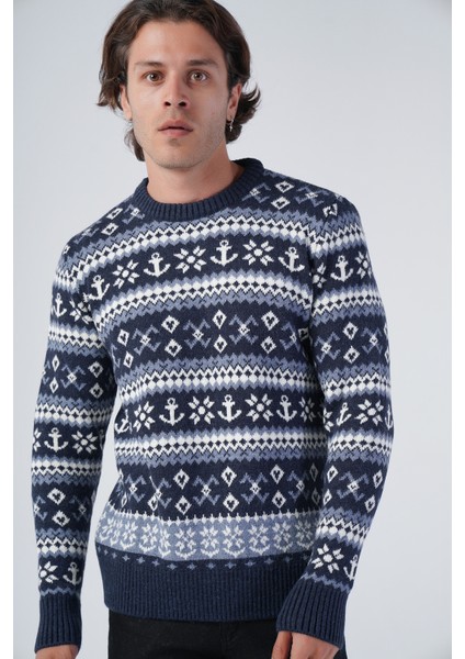 Erkek Jakarlı Çapa Desen Bisiklet Yaka Triko Yün Kazak TRIST-5308 indirimleri