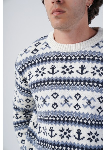 Erkek Jakarlı Çapa Desen Bisiklet Yaka Triko Yün Kazak TRIST-5308 indirimleri