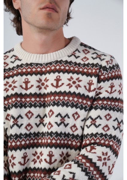 Erkek Jakarlı Çapa Desen Bisiklet Yaka Triko Yün Kazak TRIST-5308 indirimleri