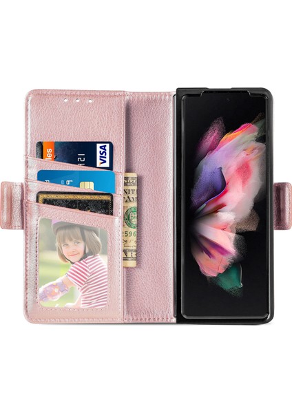 Telefon Kılıfı Samsung Galaxy Z Fold 3 Kalem Yuvalı Deri Telefon Kılıfı Kabuğu (Yurt Dışından)