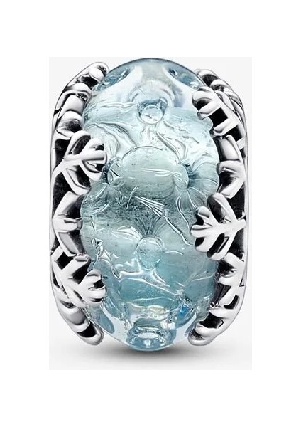 Murano Charm Bileklik Mavi Kar Tanesi Tasarımı 925 Ayar Gümüş Malzeme ile