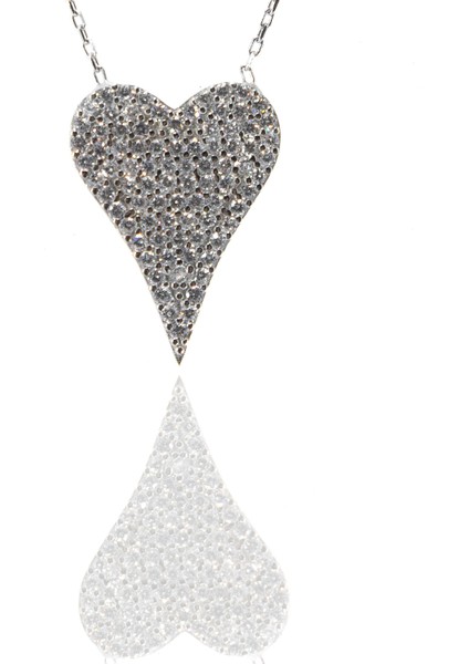 925 Ayar Favori Zirkon Taşlı Dolgulu Kalp Modelli Gümüş Kolye fiyatları