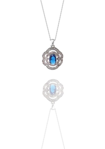 Safir Taşlı Çiçek Kolye fırsatları