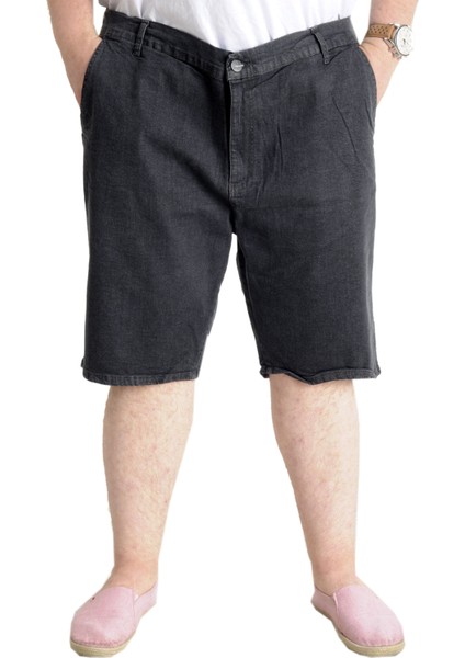 Büyük Beden Erkek Kot Şort Yan Cepli New Armına 23806 Siyah
