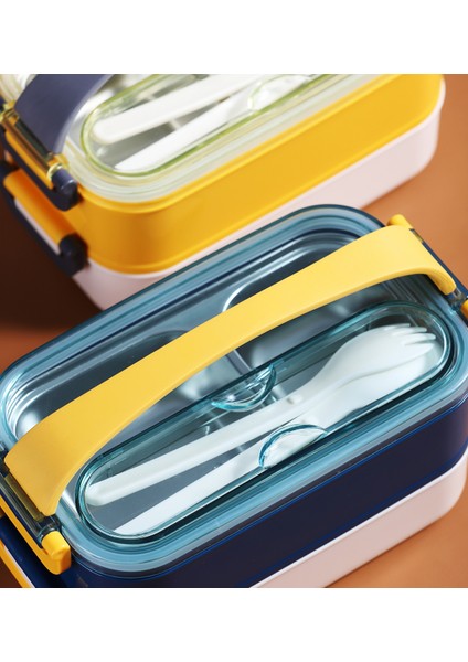 Bento 1600ML Lunchbox Yeni Koleksiyon 2 Katlı Çelik Sefer Tası Yemek Kutusu