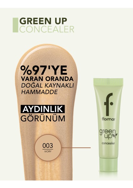 Green Up Vegan Formüllü Doğal Görünüm Veren Likit Kapatıcı (003 Ivory) 4251903322263 modelleri