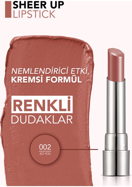 Sheer Up Yarı Saydam Renk Veren Nemlendirici Stick Parlak Ruj (002 So You) 8682536012003