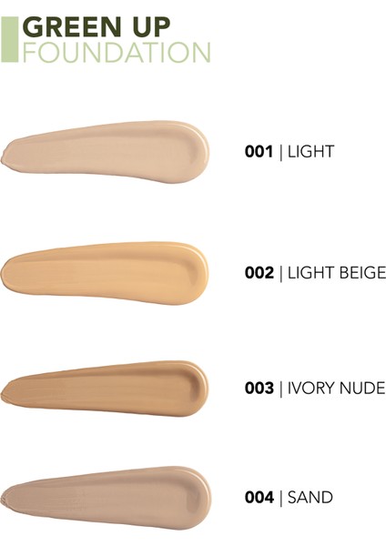 Green Up Vegan Formüllü Doğal Görünüm Veren Nemlendirici Fondöten (003 Ivory Nude) 4251903322225