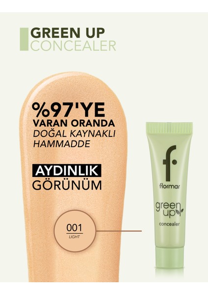 Green Up Vegan Formüllü Doğal Görünüm Veren Likit Kapatıcı (001 Light) 4251903322249 modelleri