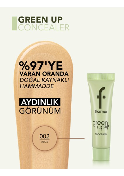 Green Up Vegan Formüllü Doğal Görünüm Veren Likit Kapatıcı (002 Beige) 4251903322256 modelleri