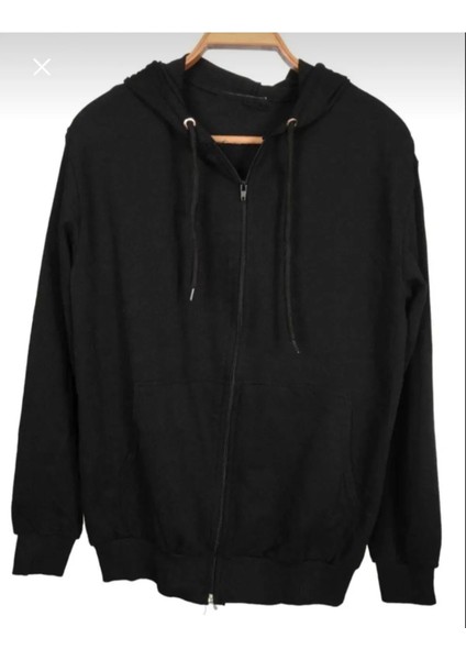 Unısex Kapüşonlu Fermuarlı Cepli Ince Penye Basic Okul Sweatshirt Hırka