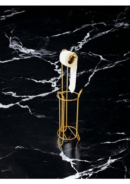 Kaliteli Gold Metalik Altın Renk Ayaklı Tuvalet Kağıtlığı Kağıtlık Paslanmaz Yedekli Tuvalet Wc Banyo Tuvalet