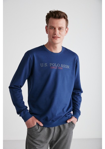 Erkek Lacivert Yuvarlak Yaka Pijama Takımı 18757 indirimleri